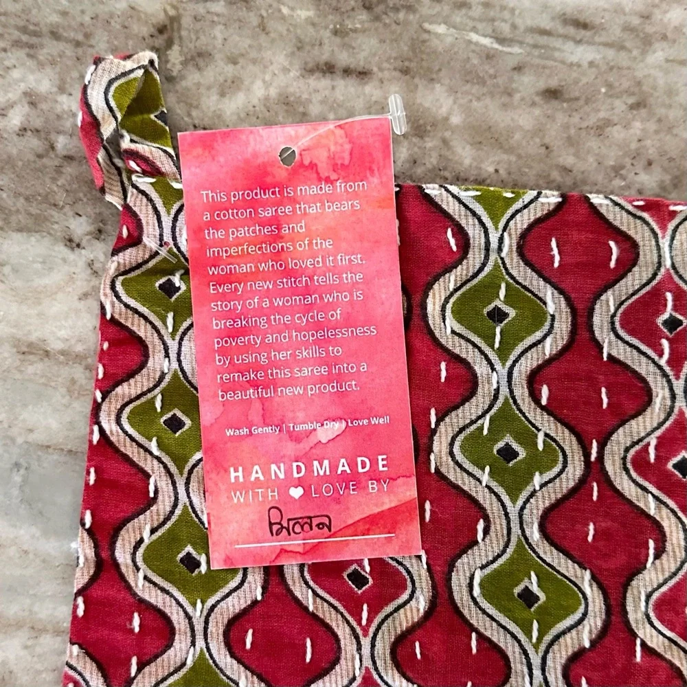 Handmade Kitchen Towel Recycled Saree Fabric Dish Cloth Tea Towel